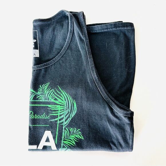 UNISEX PALA WAN Philippines Black White Green Tropical Screen Print Tank Top L - Picture 8 of 8